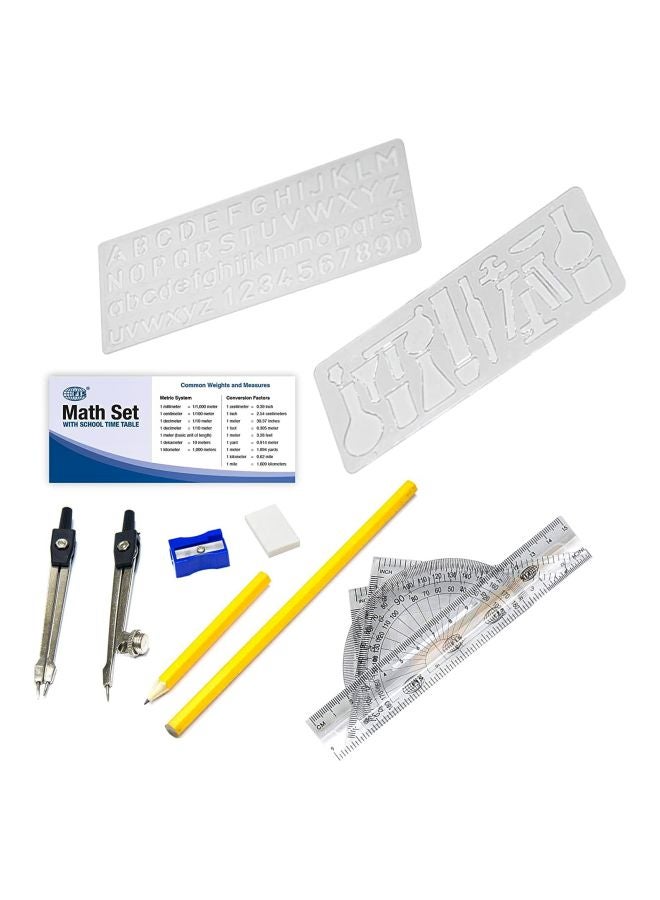 إف اي أس  مجموعة أدوات الرياضيات من 13 قطعة أزرق/ أخضر/ شفاف - Image 1