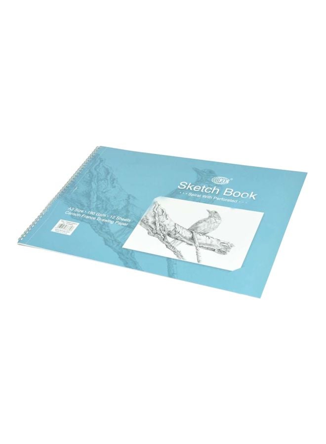 FIS Pack Of 12 A3 Spiral Bound Sketch Book Blue - Image 3