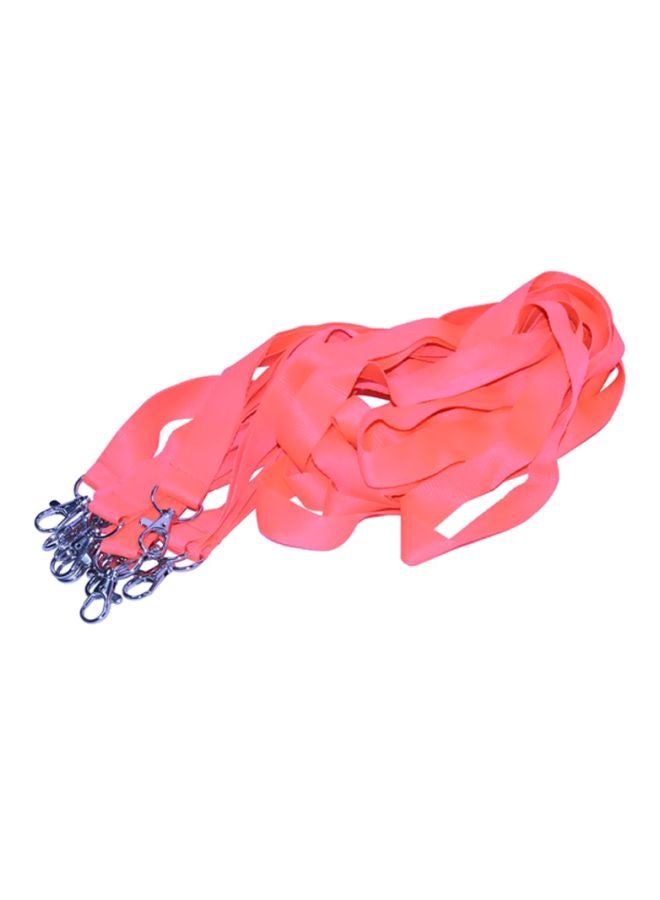 FIS - 10-Piece Flat Lanyards With Metal Hook Neon Pink/Silver - Image 1