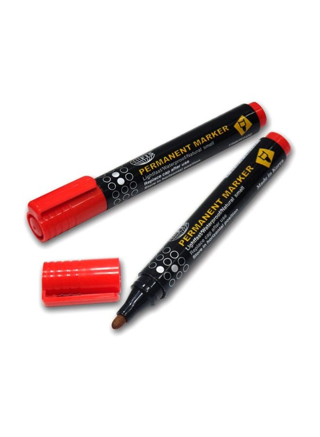 إف اي أس  طقم أقلام تحديد دائمة مكون من 12 قطعة أسود/أحمر - Image 2