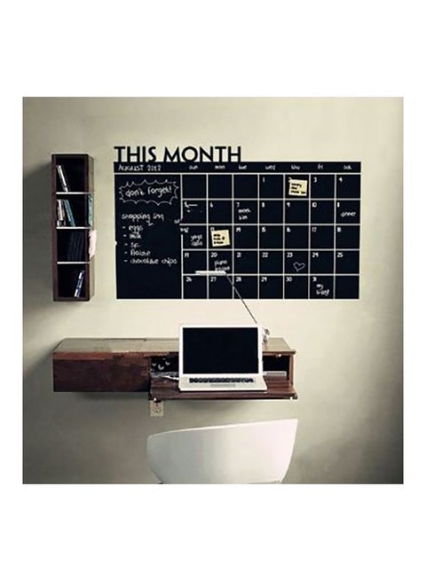 Removable Chalkboard Paper Monthly Calendar Wall Sticker Black 90 x 60cm