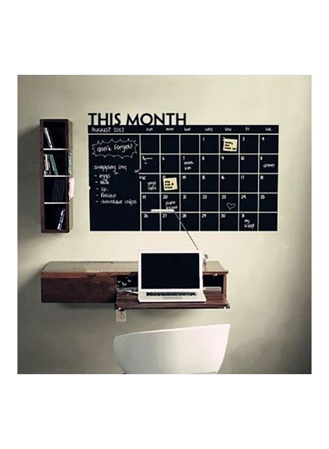 Removable Chalkboard Paper Monthly Calendar Wall Sticker Black 90 x 60cm