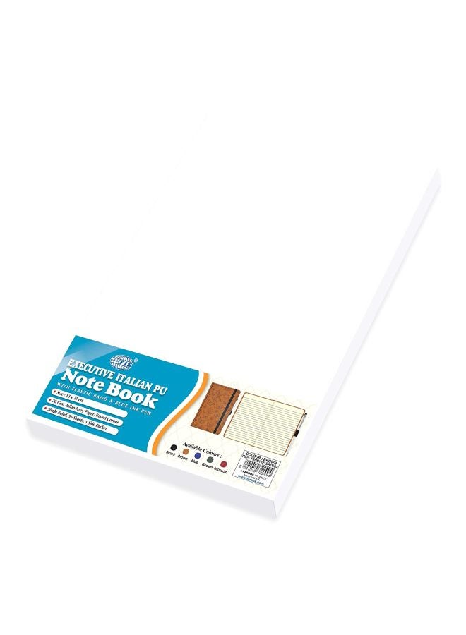 FIS Italian PU Cover Ivory Paper Notebook With Pen Brown/Black - Image 4