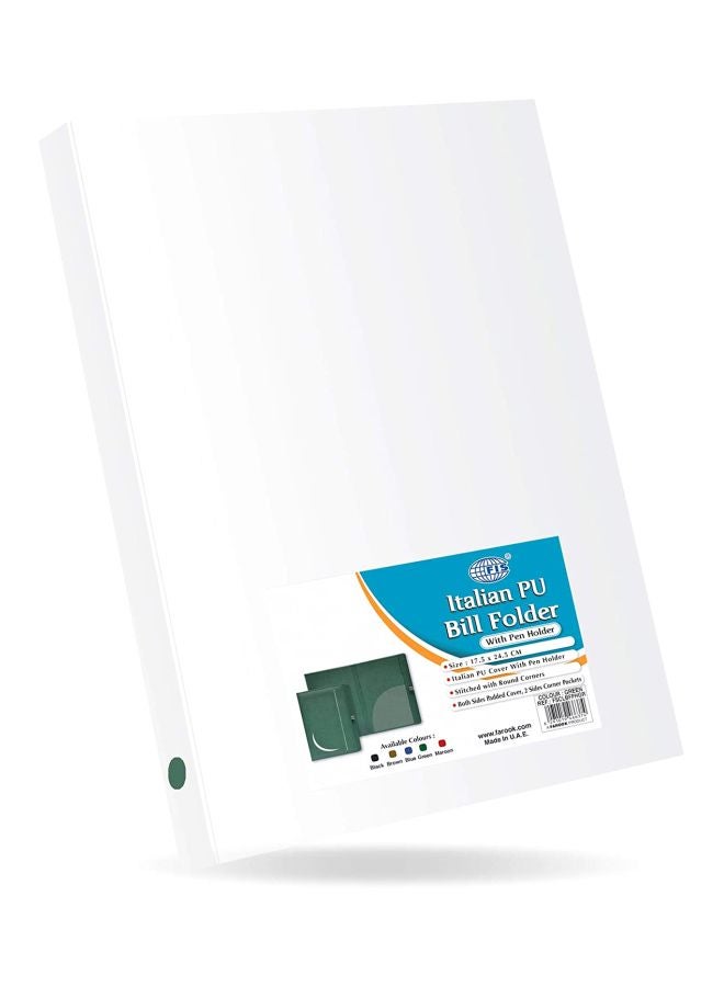 FIS Bill Folder With Pen Holder Green/White - Image 4