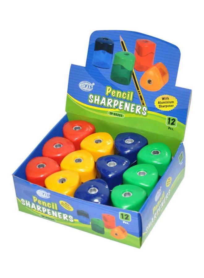 FIS Pack Of 12 Triangle Shaped Plastic Sharpener Blue/Red/Green - Image 2
