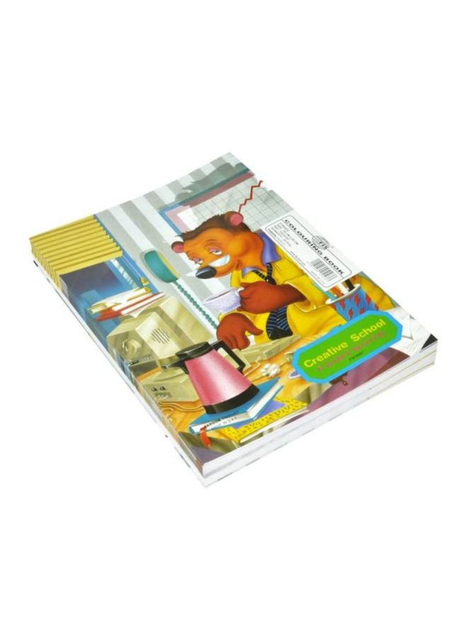 إف اي أس  طقم كتب تلوين بتصاميم مبتكرة للمدرسة من 24 قطعة وردي/أصفر/بني