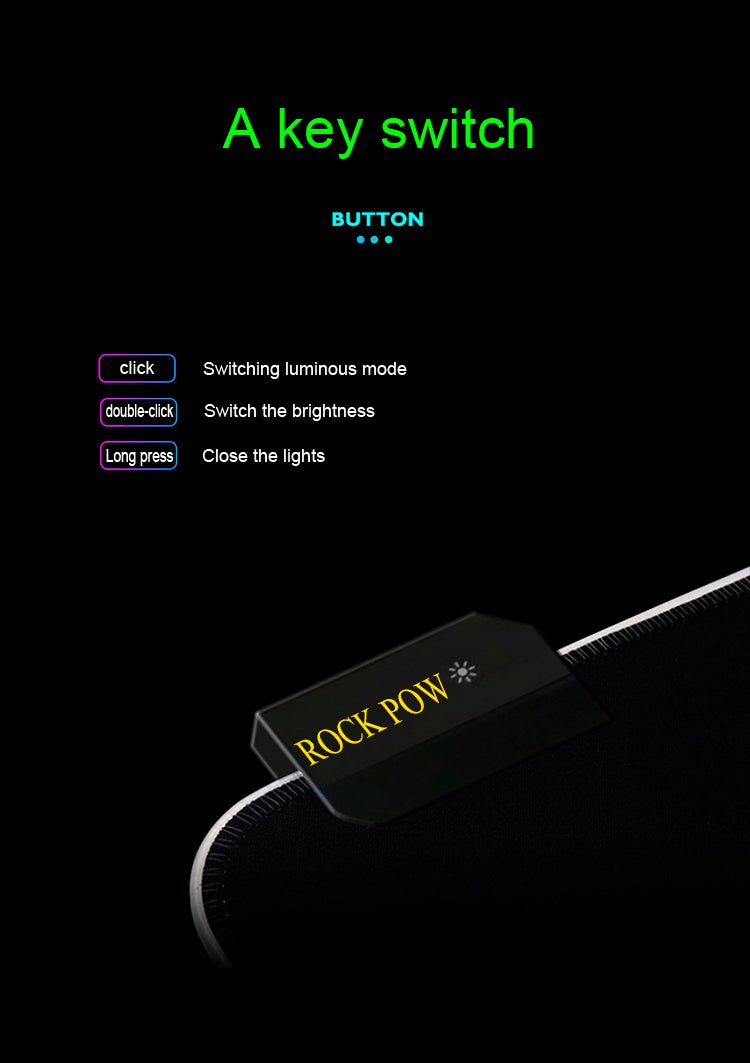 Rock Pow - RGB Gaming Mouse Pad With 14 Lighting Mode - Image 1