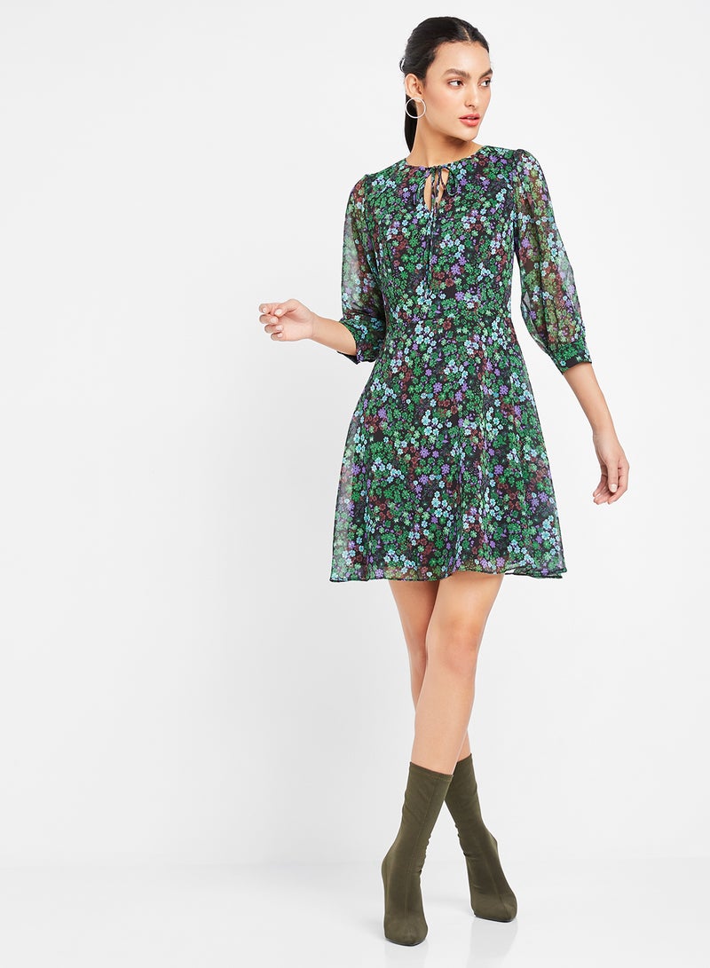 trendyol Floral Pattern A-Line Dress Multicolour  - Image 3