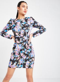 Floral Print Belted Mini Dress Multicolour