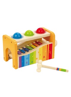 Hape 6-Piece Pound And Tap Bench Multi Functional Musical Instrument Toy Set For Kids 30x15x18cm  - Image 1