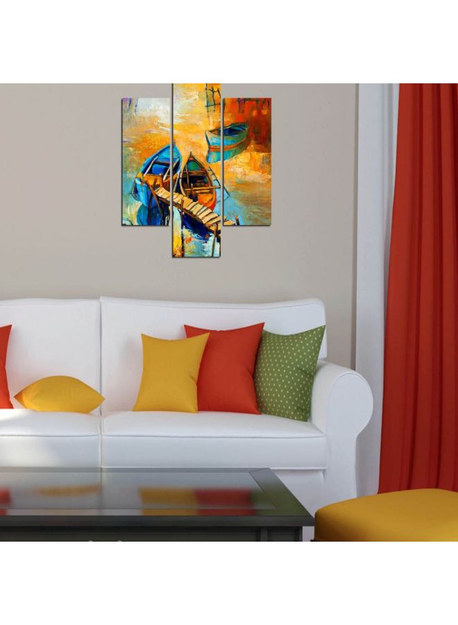 Three Art 3-Piece Abstract Themed Wall Painting Set Yellow/Red/Blue 64x60cm - Image 2