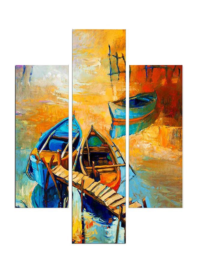 Three Art 3-Piece Abstract Themed Wall Painting Set Yellow/Red/Blue 64x60cm - Image 1