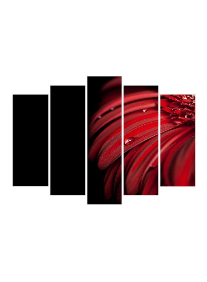 5-Piece Floral Themed Painting Set Black/Red 110x70cm