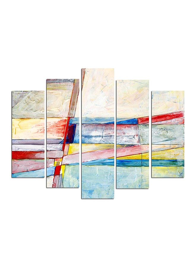 بيور لوحة فنية لديكور الحائط برسم تجريدي مكونة من 5 قطع بيج/ أزرق/ أحمر 110x60سم