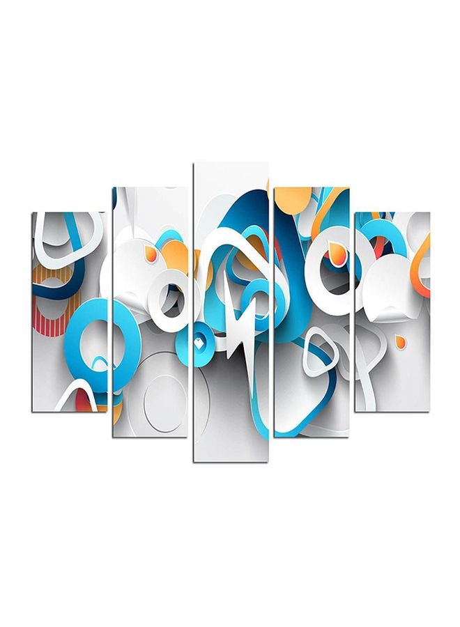 PURE 5-Piece Abstract Themed Framed Painting Set Blue/White/Orange 110x60cm 