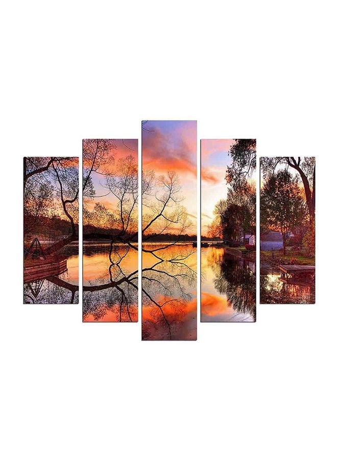 PURE 5-Piece Nature Themed Framed Painting Set Multicolour 110x60cm  - Image 1