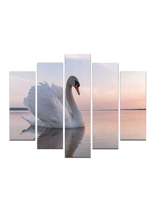 Melody 5-Piece Decorative Goose Themed Wall Painting Set With Frame White/Grey 110x60cm  - Image 1