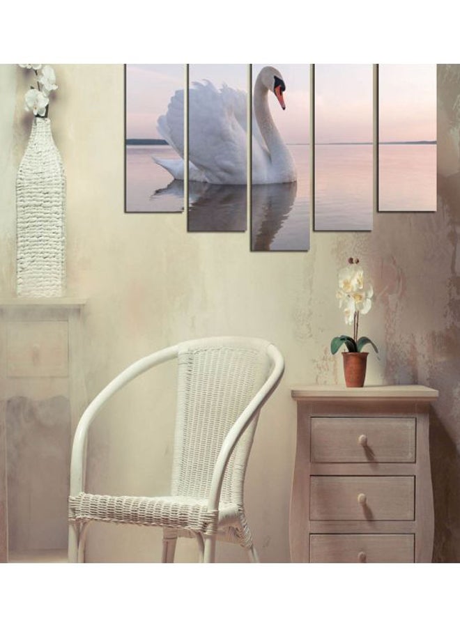Melody 5-Piece Decorative Goose Themed Wall Painting Set With Frame White/Grey 110x60cm  - Image 2