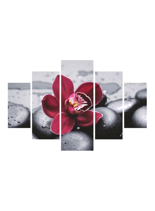 Miracle 5-Piece Decorative Flower Themed Painting Set Black/Red 56x92cm - Image 1