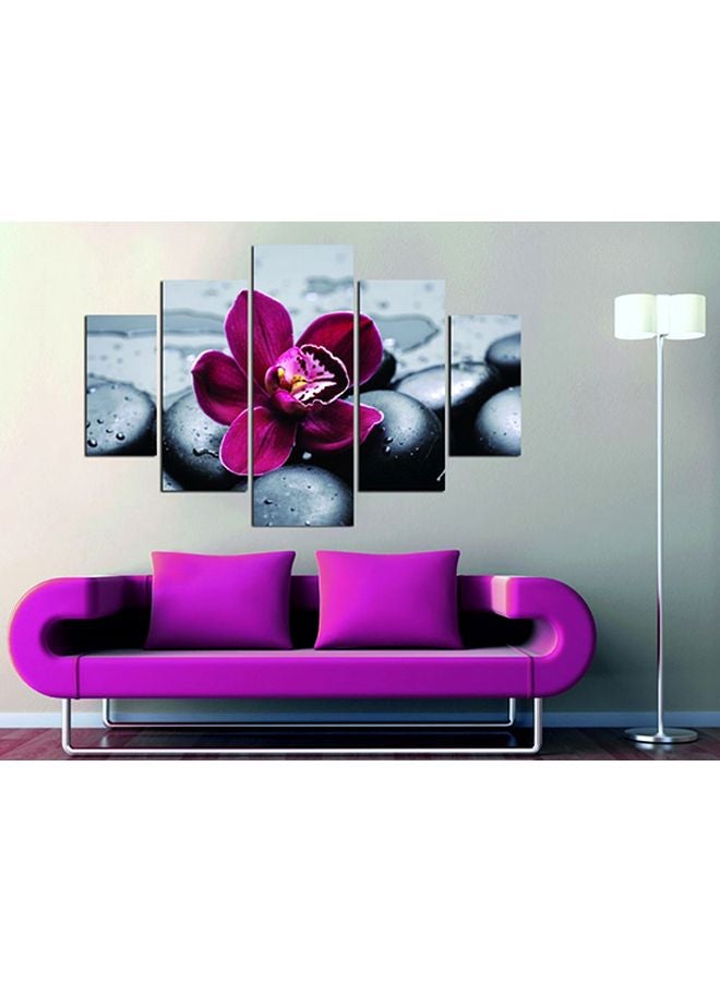 Miracle 5-Piece Decorative Flower Themed Painting Set Black/Red 56x92cm - Image 2