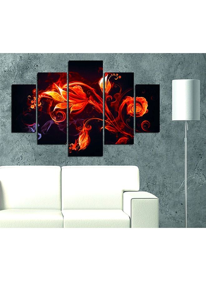 ميركيل طقم لوحات فنية لرسمة زهرة مكونة من 5 قطع لتزين الحائط برتقالي/أسود 56x92سم - Image 2