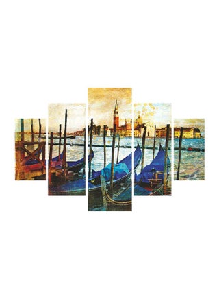 5-Piece Decorative Boat Themed Painting Set With Frame Multicolour 56x92cm - v1599121519/N40077108A_1