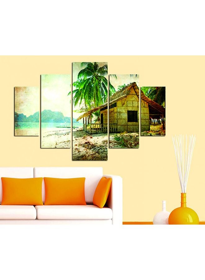 Miracle 5-Piece Decorative Sea With Cottage Themed Painting Set With Frame Multicolour 56x92cm  - Image 2