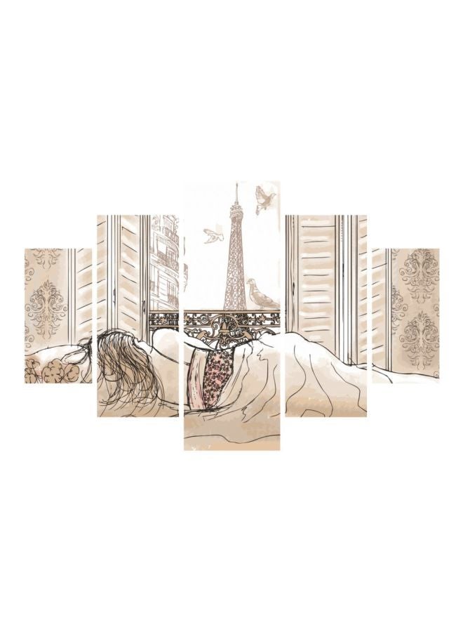 Miracle - 5-Piece Decorative Wall Painting With Frame Set Beige/Black/Pink 92x56cm - Image 1