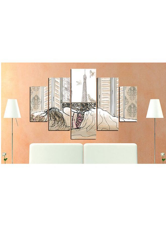 Miracle - 5-Piece Decorative Wall Painting With Frame Set Beige/Black/Pink 92x56cm - Image 1
