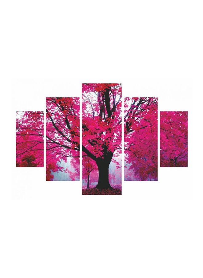 ديستني طقم لوحات فنية بإطار لديكور الحائط بتصميم شجرة مكون من 5 قطع وردي / أسود/ أبيض 92x56سم - Image 1