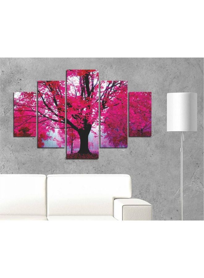 ديستني طقم لوحات فنية بإطار لديكور الحائط بتصميم شجرة مكون من 5 قطع وردي / أسود/ أبيض 92x56سم - Image 2