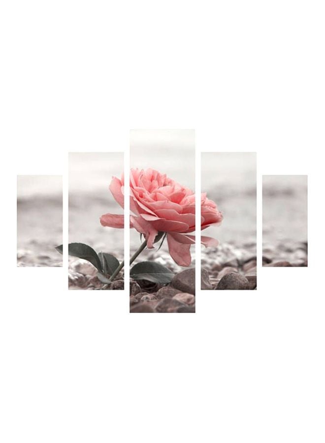 ديستني مجموعة لوحة فنية لزينة الحائط مع إطار بتصميم الزهور - 5 قطع وردي/أخضر/رمادي 92x56سم