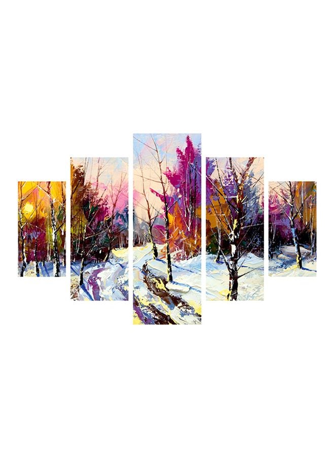 destiny 5-Piece Tree Themed Wall Painting With Frame Set Multicolor 92x56cm 