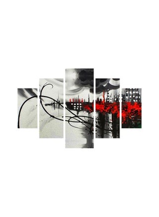 5-Piece Abstract Themed Wall Painting With Frame Set Red/White/Black 92x56cm - v1599121572/N40077263A_1