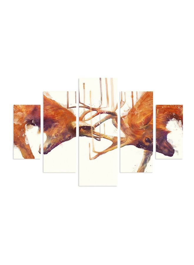 Miracle 5-Piece Decorative Animal Framed Painting Set Brown/Off White 92x56cm 