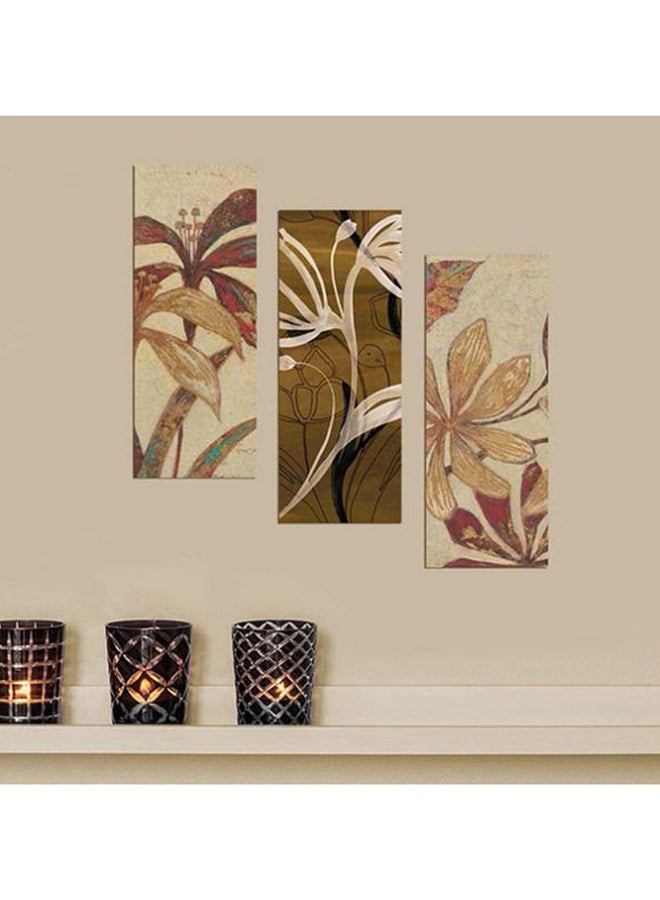 إيفيديا طقم لوحات فنية لديكور الحائط بتصميم زهور من 3 قطع بيج/أحمر/أزرق 3x(15x40)سم 