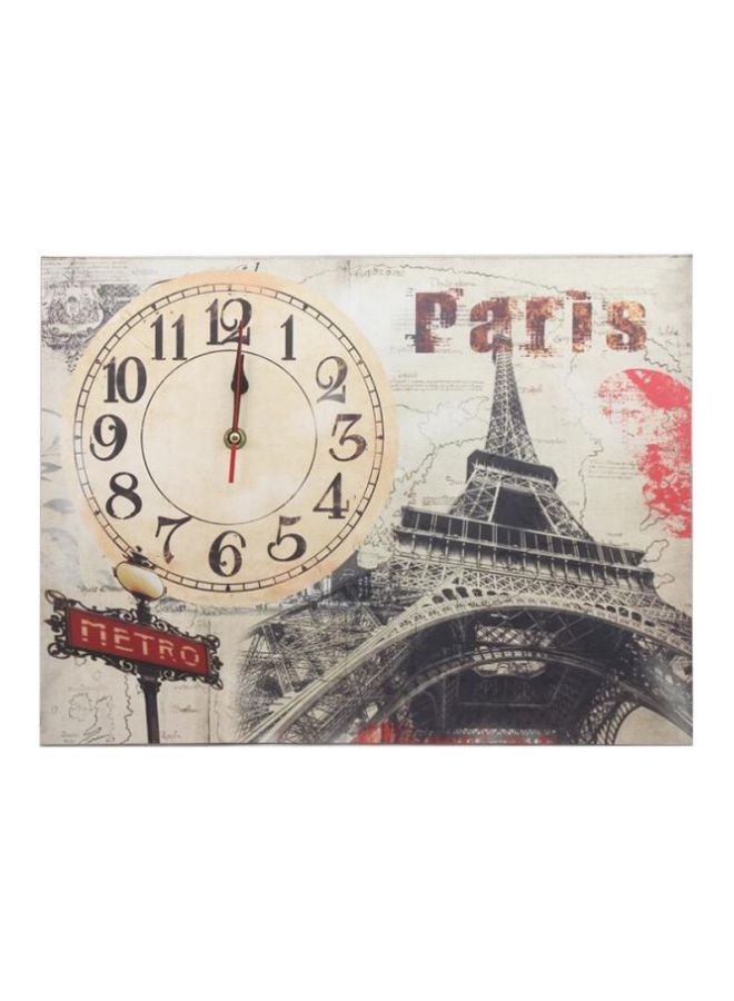 إيست ليدي ساعة حائط بعقارب من الخشب بيج/رمادي/وردي