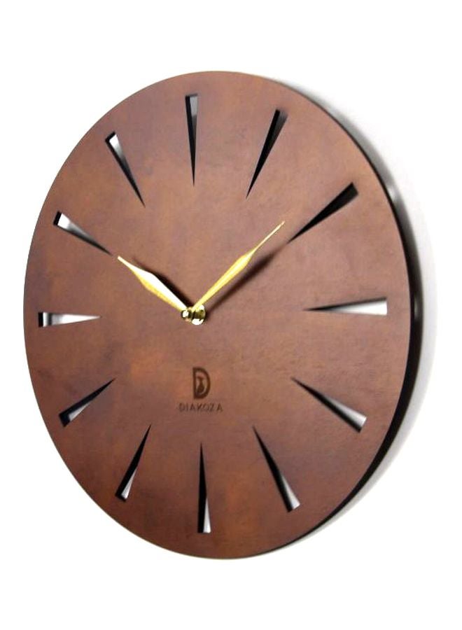 DIAKOZA Wooden Analog Wall Clock Brown/Gold 35×35cm  - Image 2