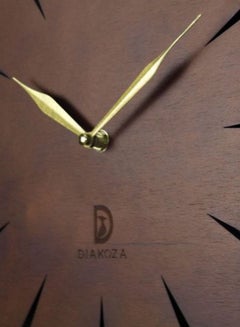 DIAKOZA Wooden Analog Wall Clock Brown/Gold 35×35cm  - Image 3