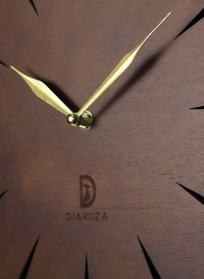 DIAKOZA Wooden Analog Wall Clock Brown/Gold 35×35cm  - Image 3