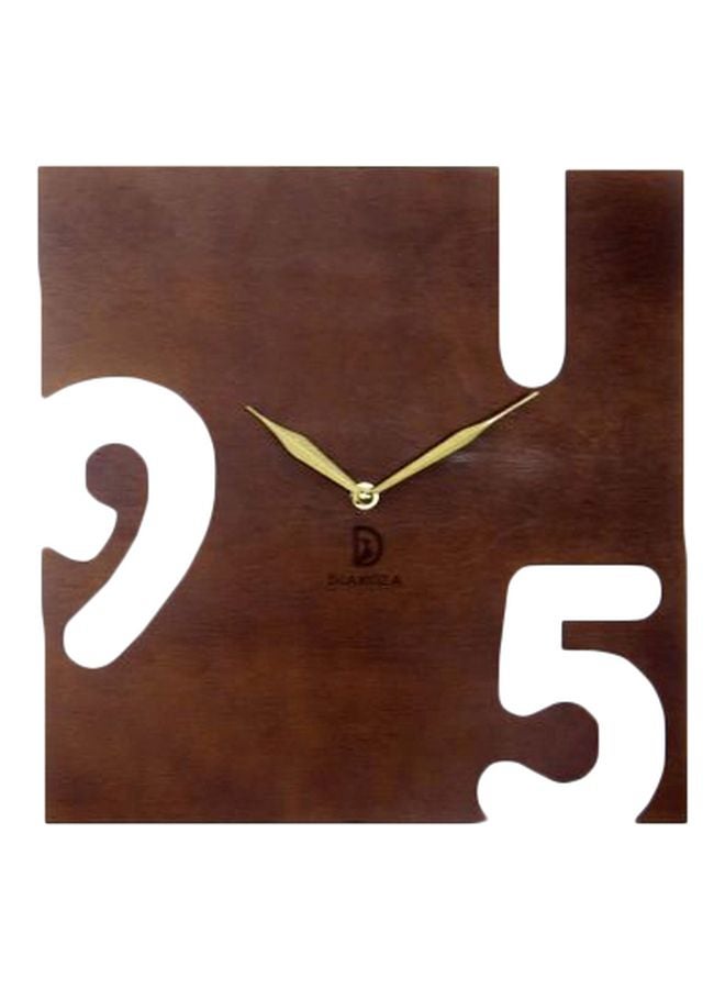 DIAKOZA Wooden Analog Wall Clock Brown/Gold 35×35cm  - Image 1