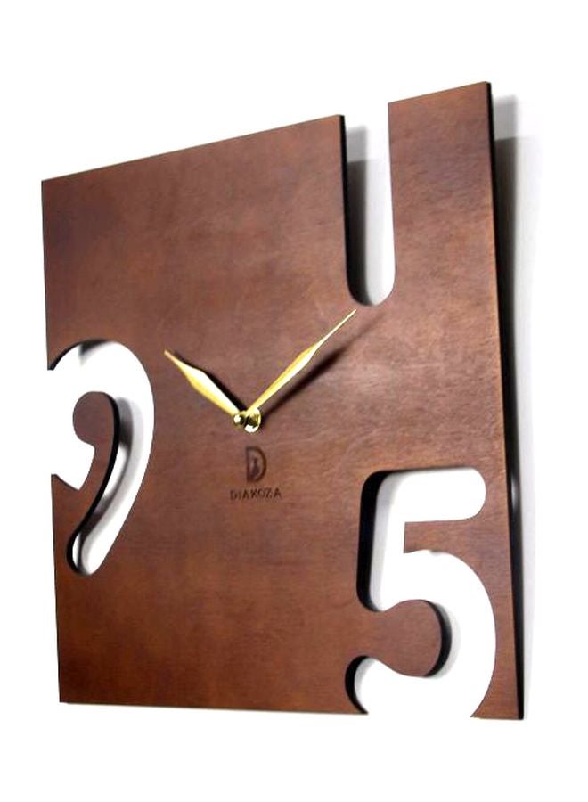DIAKOZA Wooden Analog Wall Clock Brown/Gold 35×35cm  - Image 2