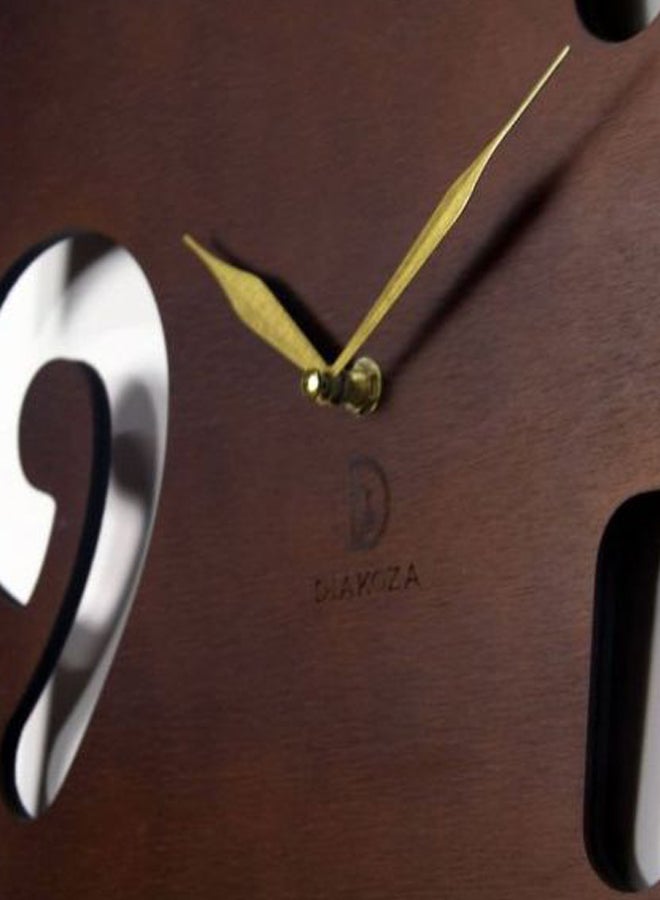 DIAKOZA Wooden Analog Wall Clock Brown/Gold 35×35cm  - Image 3