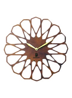 DIAKOZA Wooden Analog Wall Clock Brown/Gold 35×35cm  - Image 1