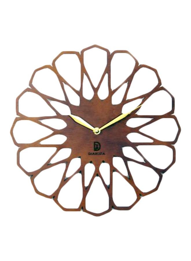 DIAKOZA Wooden Analog Wall Clock Brown/Gold 35×35cm  - Image 1