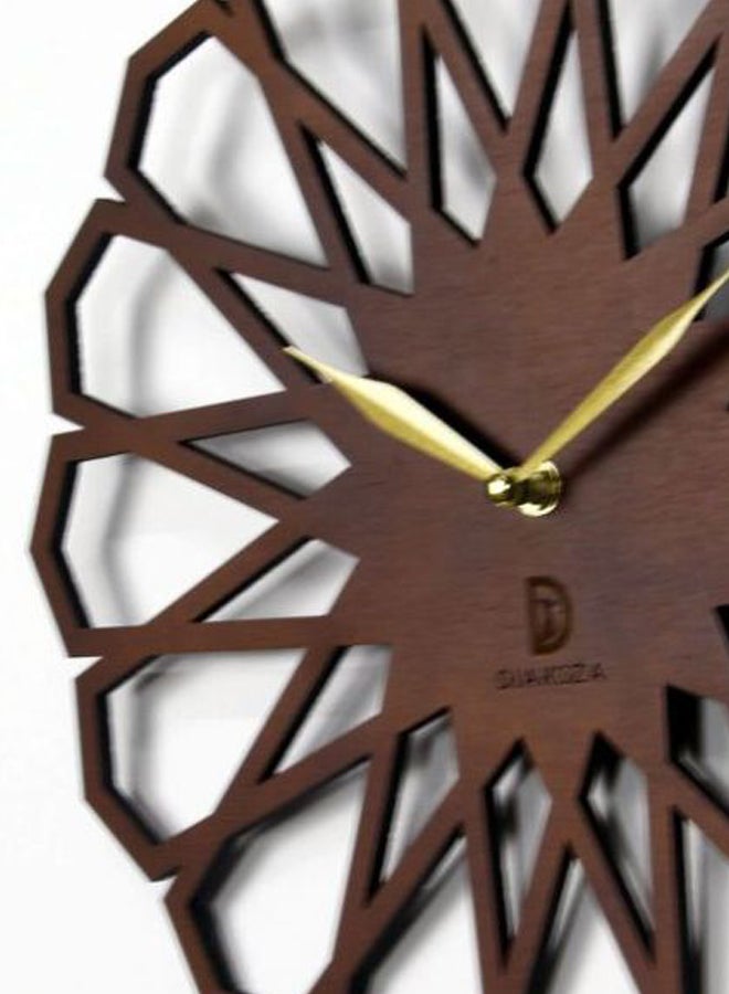 DIAKOZA Wooden Analog Wall Clock Brown/Gold 35×35cm  - Image 3
