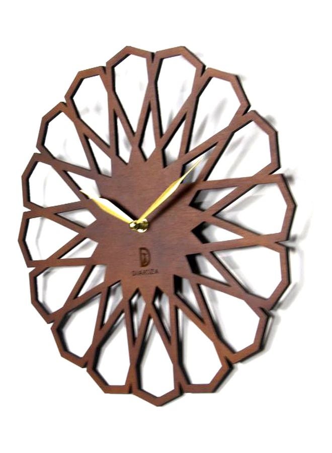 DIAKOZA Wooden Analog Wall Clock Brown/Gold 35×35cm  - Image 2