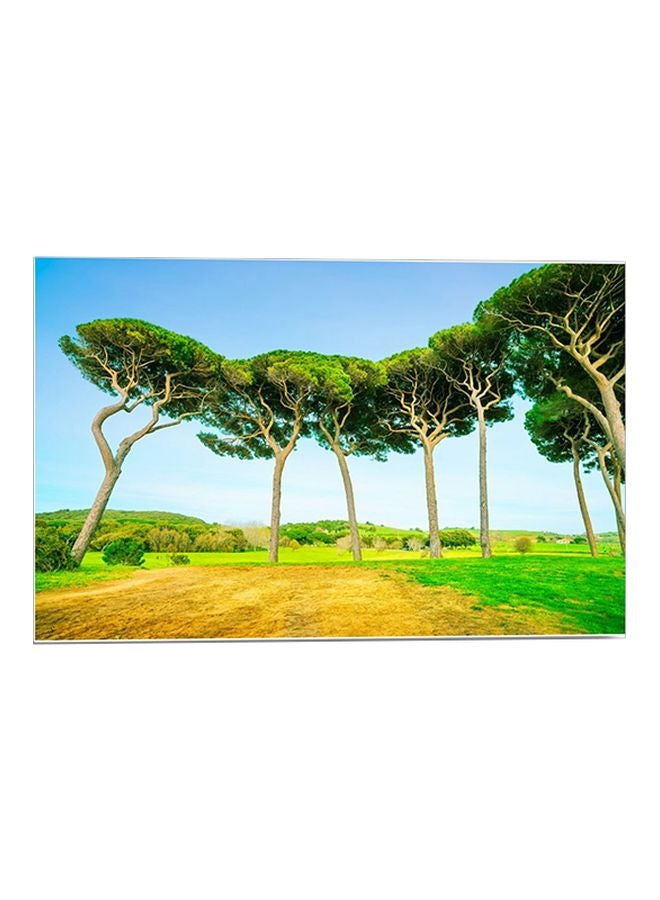 ملصق جداري بتصميم منظر طبيعي أخضر/أزرق/بيج 52x80سم