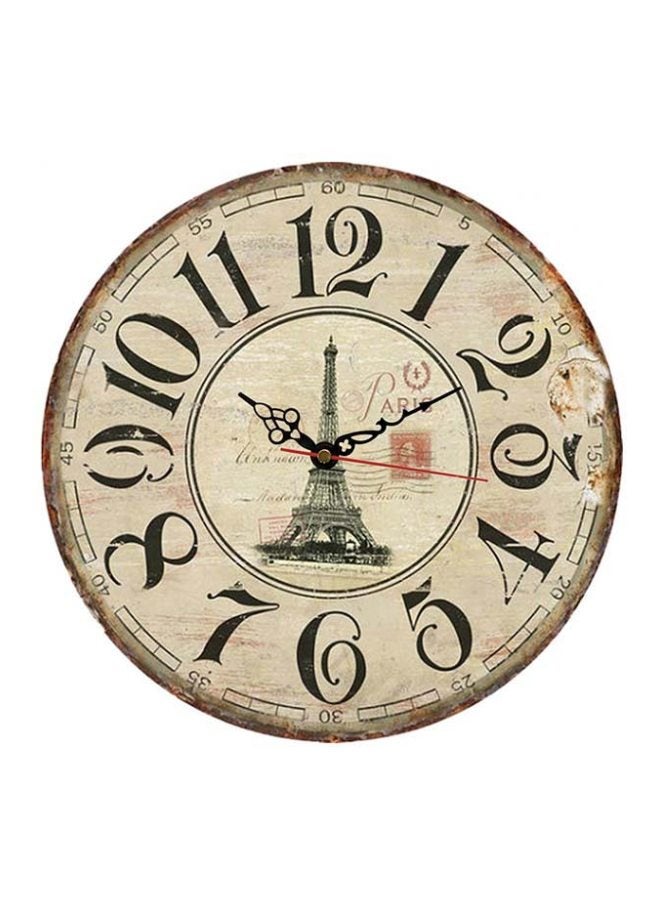 MT Wooden Analog Wall Clock Beige/Black/Brown 50x50cm