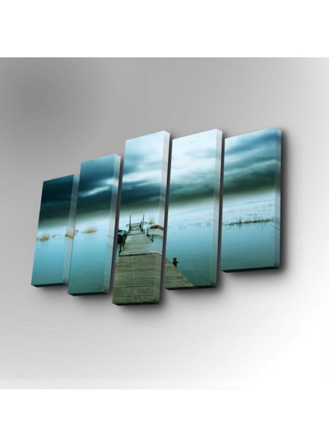 Art Five 5-Piece Nature Themed Decorative Canvas Wall Painting Set Blue/White/Beige 82x50cm 